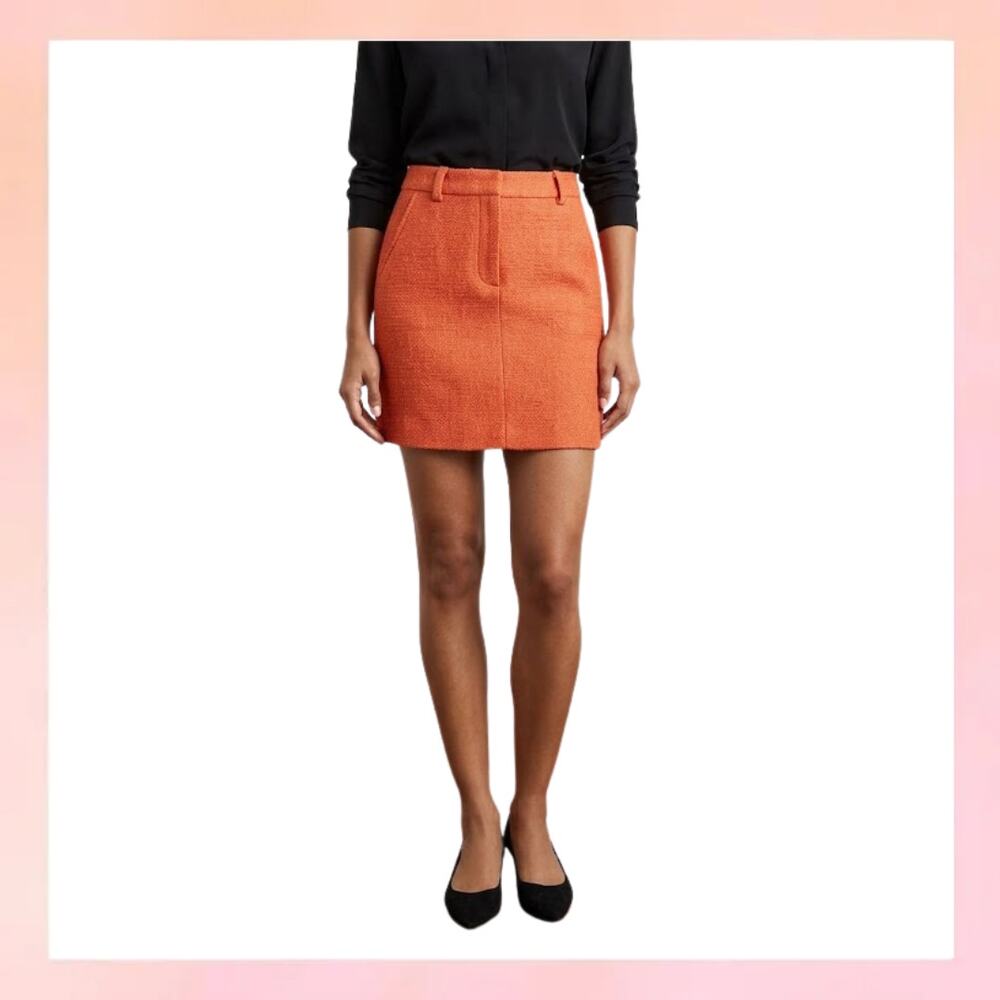 J.Crew Orange Textured Tweed Mini Skirt with Pockets - Size 10